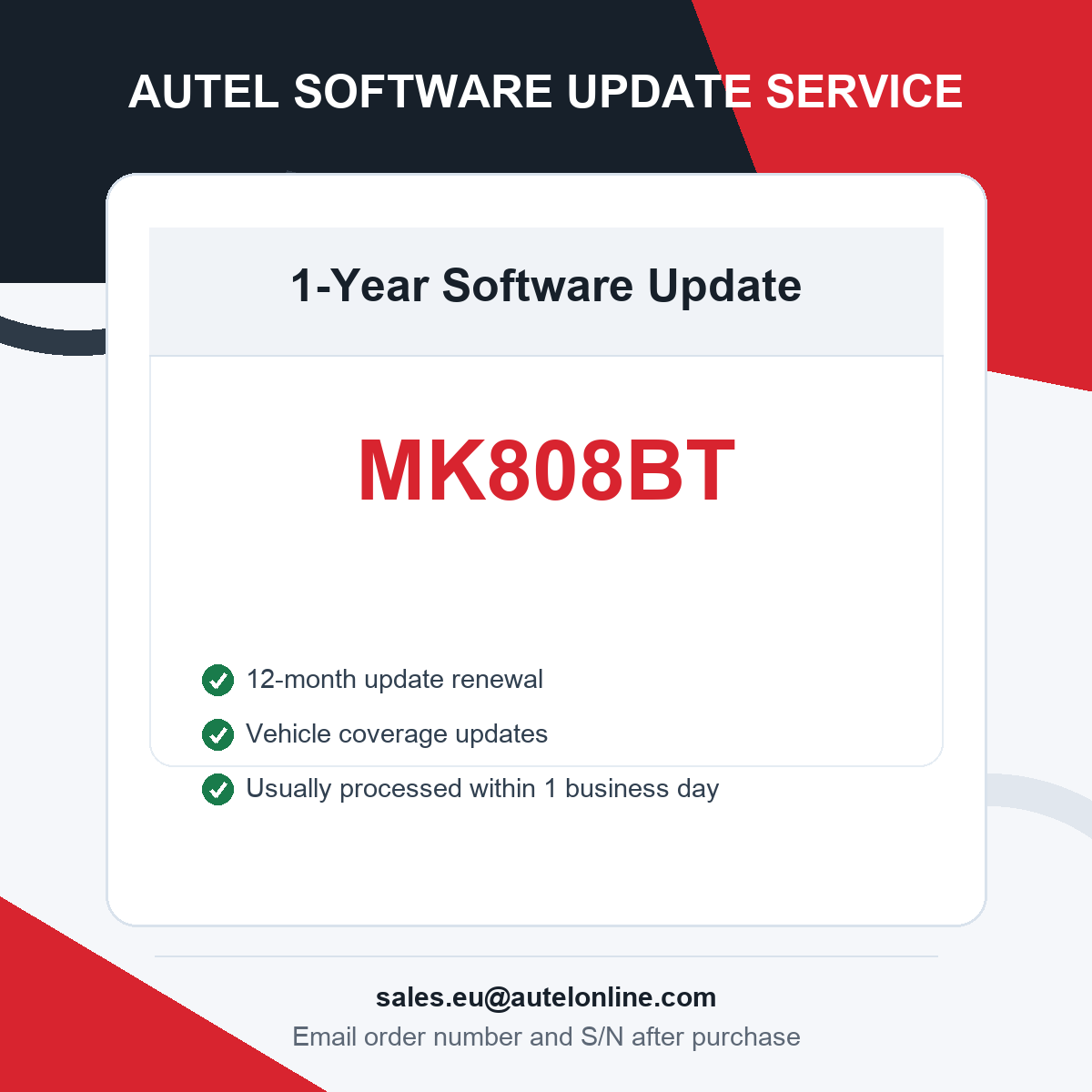 Autel MaxiCOM MK808BT One Year Software Update Service