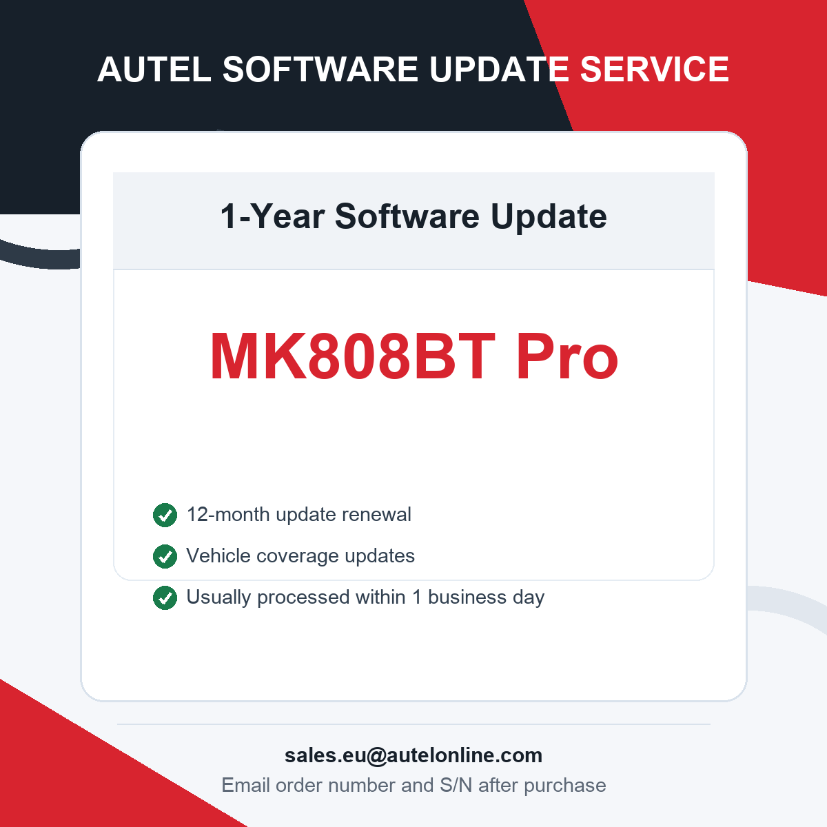 Autel MK808BT Pro One Year Software Update Service