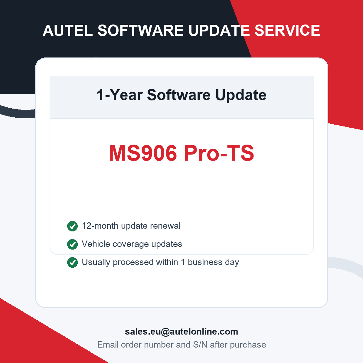 Autel MaxiSYS MS906 Pro-TS One Year Software Update Service